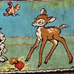 Vintage Bambi Rug with Deer and Butterfly
